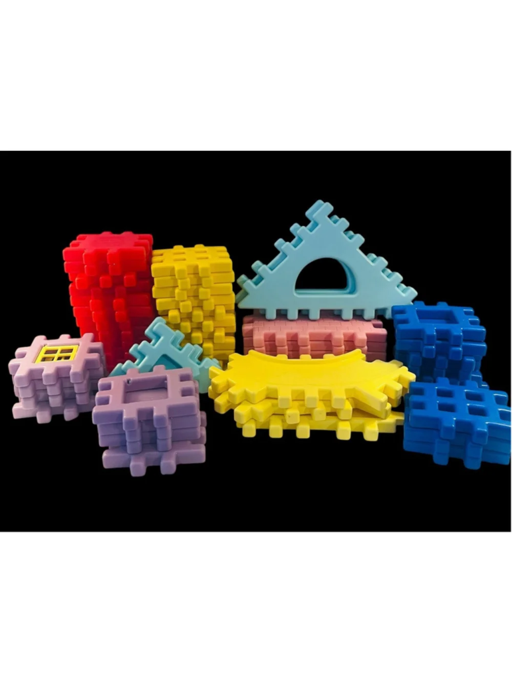Vintage Little Tikes Wee Waffle Blocks Mixed Lot of 49 House Road Interlocking